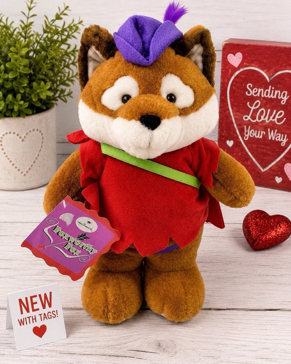 Hallmark Foxworthy Fox Plush NWT Valentine’s Day Stuffed Animal Vintage